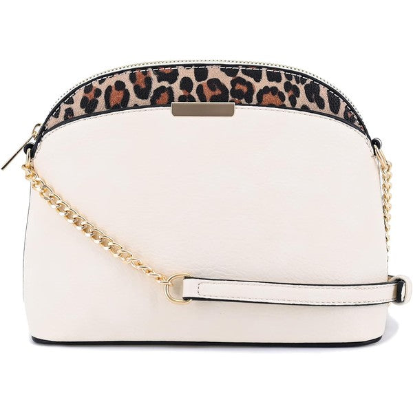 Women's Leopard Accent Small Dome Crossbody Bag | Zarnesh