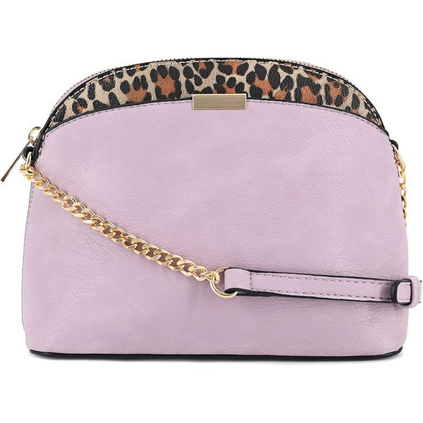 Women's Leopard Accent Small Dome Crossbody Bag | Zarnesh