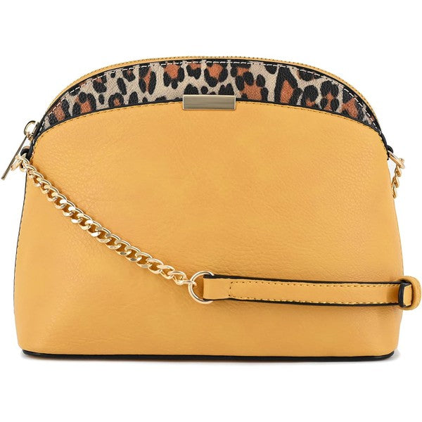 Women's Leopard Accent Small Dome Crossbody Bag | Zarnesh
