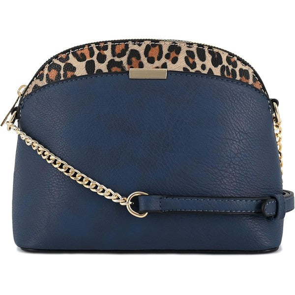 Women's Leopard Accent Small Dome Crossbody Bag | Zarnesh