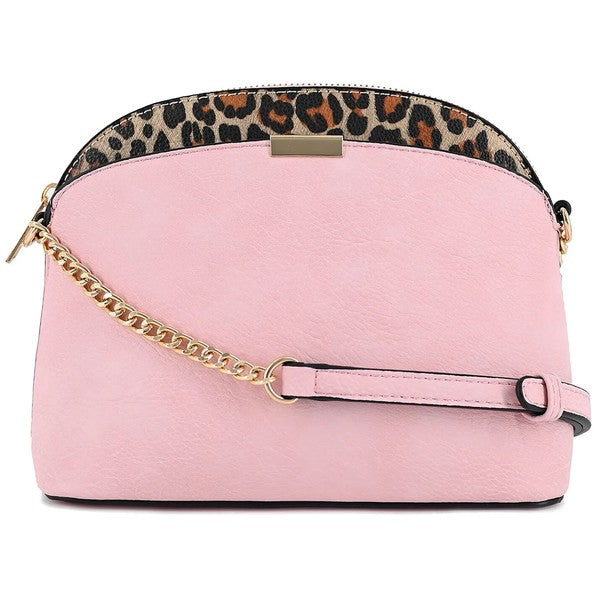 Women's Leopard Accent Small Dome Crossbody Bag | Zarnesh