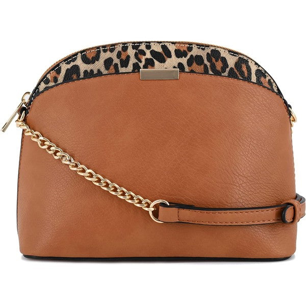 Women's Leopard Accent Small Dome Crossbody Bag | Zarnesh