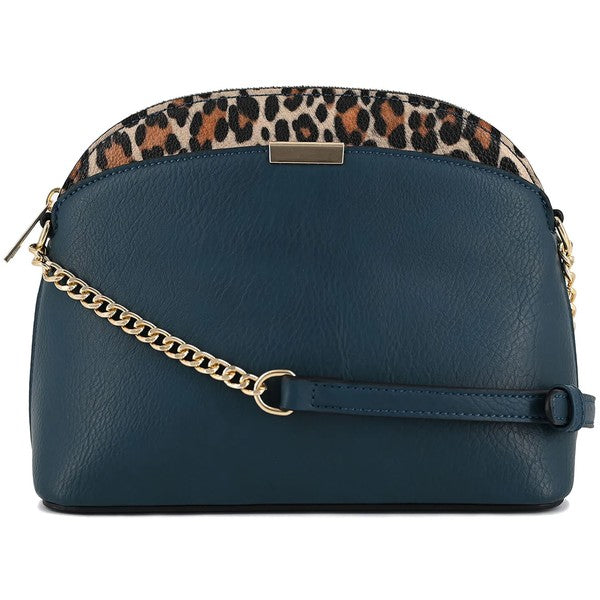 Women's Leopard Accent Small Dome Crossbody Bag | Zarnesh