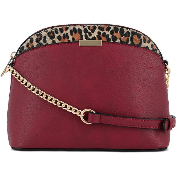 Women's Leopard Accent Small Dome Crossbody Bag | Zarnesh