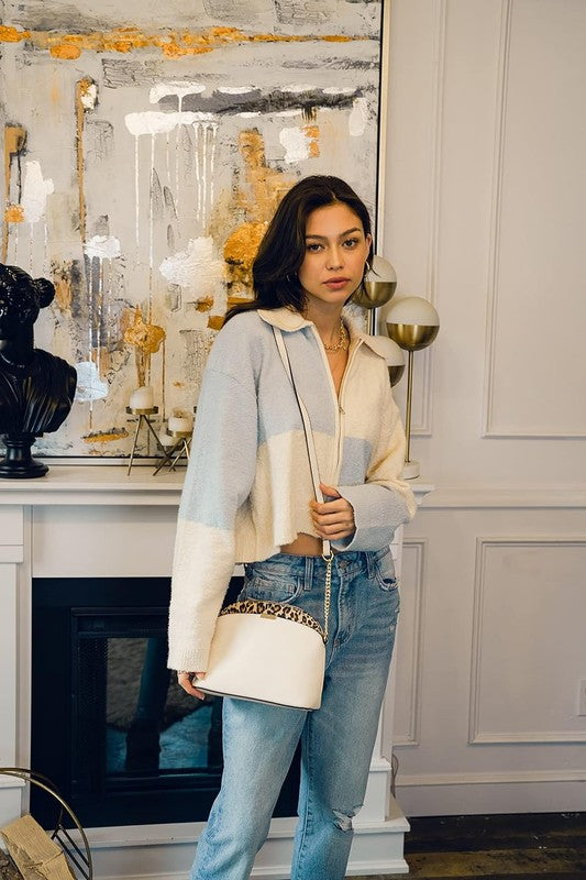 Women's Leopard Accent Small Dome Crossbody Bag | Zarnesh
