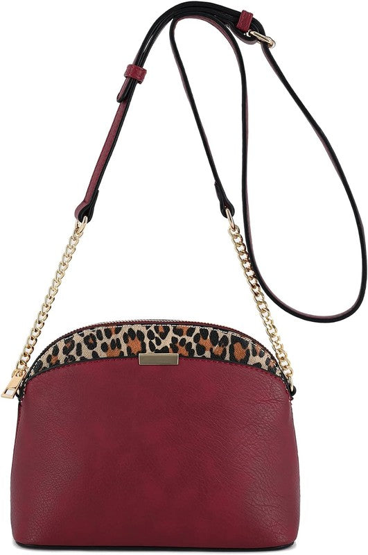 Women's Leopard Accent Small Dome Crossbody Bag | Zarnesh