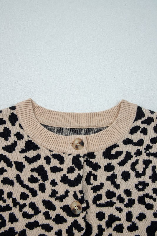 Women's Leopard Drop Shoulder Chunky Cardigan Sweater | Zarnesh