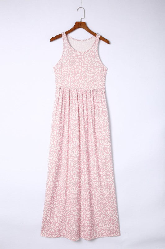 Women’s Leopard Dust Baby Pink Sleeveless Maxi Dress | Zarnesh