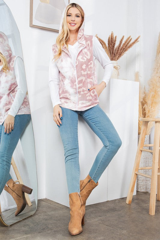 Women’s Leopard Print Hoodie Vest Jacket | Zarnesh