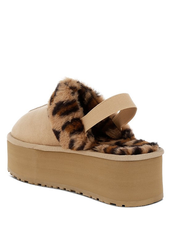 Women’s Kutchu Leopard Faux Fur Platform Classic Slingback | Zarnesh