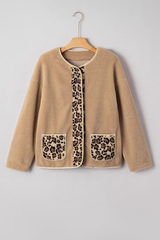 Women’s Leopard Plush Pocketed Jacket | Zarnesh