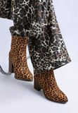 Women's Leopard Print Block Heel Boots | Zarnesh