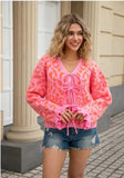 Women’s Leopard Print Front Tie Cardigan Sweater | Zarnesh