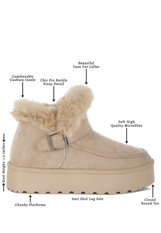 Women’s Linka Pin Buckle Faux Fur Lined Snow Boots | Zarnesh