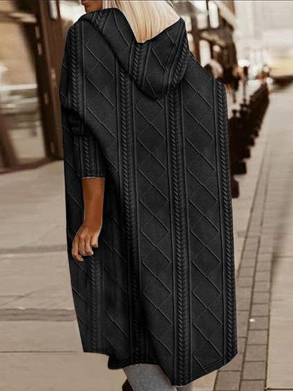 Women's Long Cardigans Cable Knitted Open Front | Zarnesh