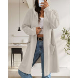 Women's Long Cardigans Cable Knitted Open Front | Zarnesh