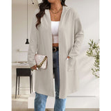 Women's Long Cardigans Cable Knitted Open Front | Zarnesh
