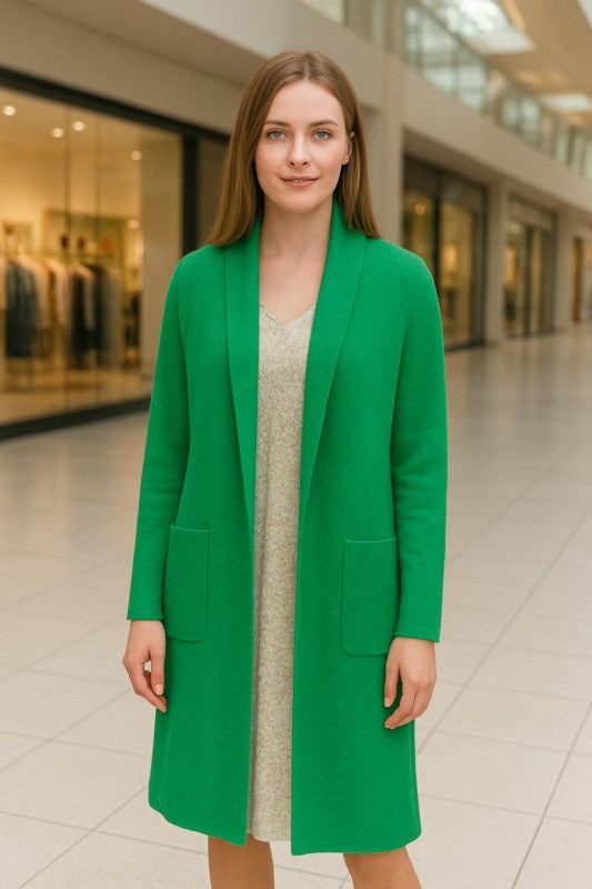 Women’s Long Collared Neck Pocket Trench Cardigan | Zarnesh