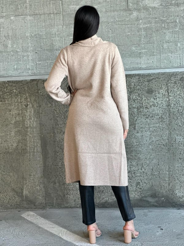 Women’s Long Collared Neck Pocket Trench Cardigan | Zarnesh