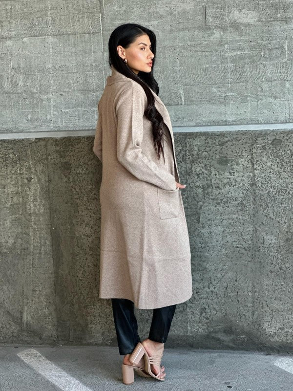 Women’s Long Collared Neck Pocket Trench Cardigan | Zarnesh
