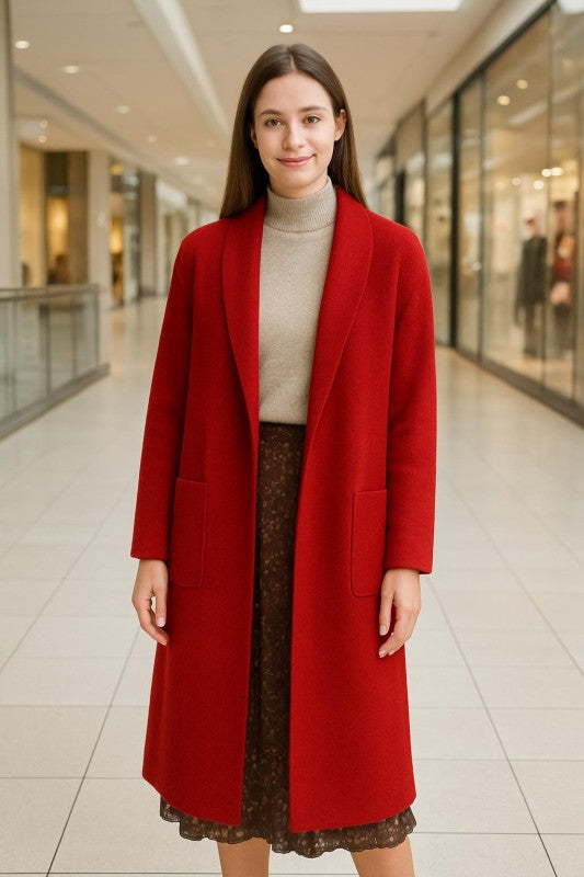 Women’s Long Collared Neck Pocket Trench Cardigan | Zarnesh