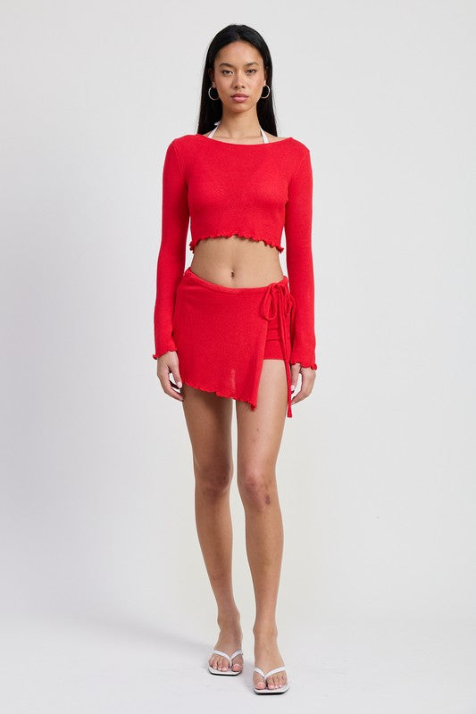 Women’s Long Sleeve Boat Neck Cropped Top | Zarnesh