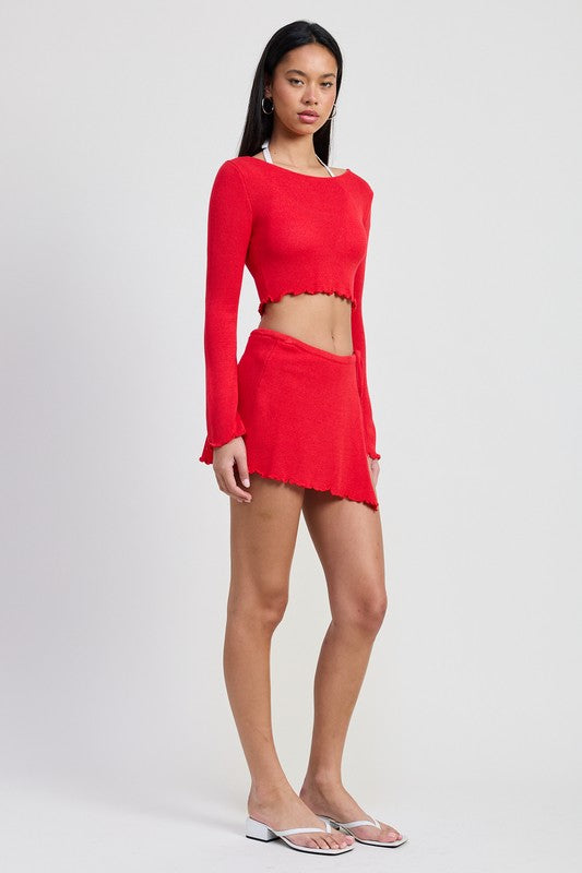 Women’s Long Sleeve Boat Neck Cropped Top | Zarnesh