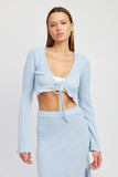 Women’s Long Sleeve Front Tie Cropped Top | Zarnesh