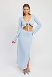 Women’s Long Sleeve Front Tie Cropped Top | Zarnesh