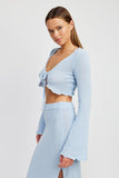Women’s Long Sleeve Front Tie Cropped Top | Zarnesh