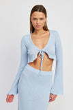 Women’s Long Sleeve Front Tie Cropped Top | Zarnesh