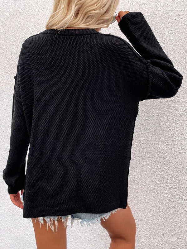 Women’s Long Sleeve Hip Length Loose Fit Sweater | Zarnesh