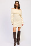 Women’s Long Sleeve Off-Shoulder Mini Knit Dress | Zarnesh