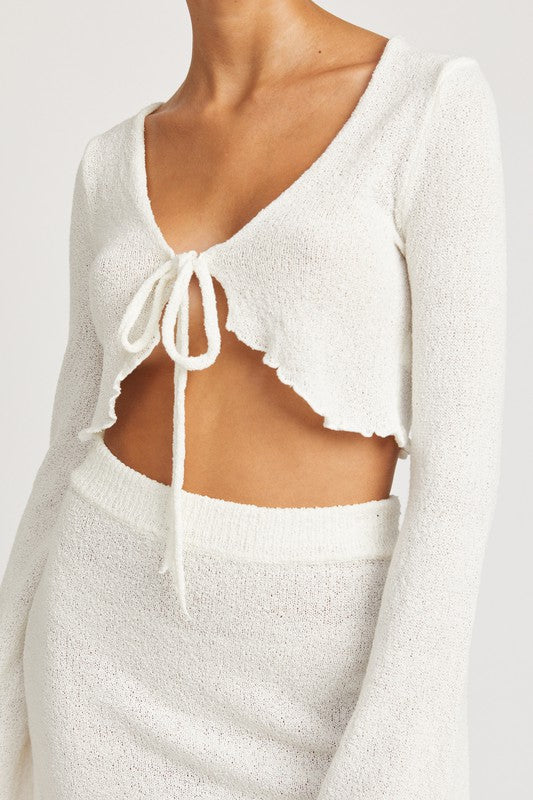Women’s Long Sleeve Front Tie Cropped Top | Zarnesh