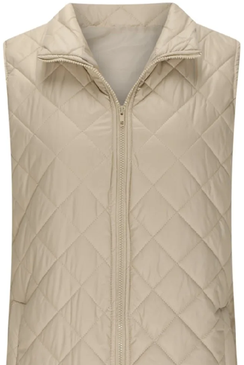 Women’s Long Zip-Up Front Thin Quilted Long Vest | Zarnesh