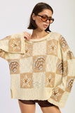 Women’s Loose Fit Graphic Crochet Long Sleeve Sweater | Zarnesh
