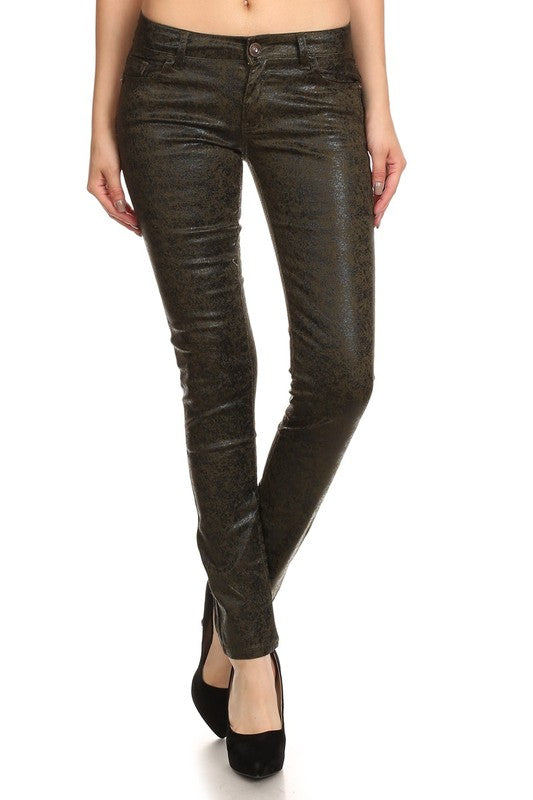Women's Low Rise Metallic Print Skinny jeans Pants | Zarnesh