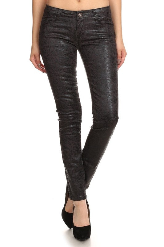 Women's Low Rise Metallic Print Skinny jeans Pants | Zarnesh
