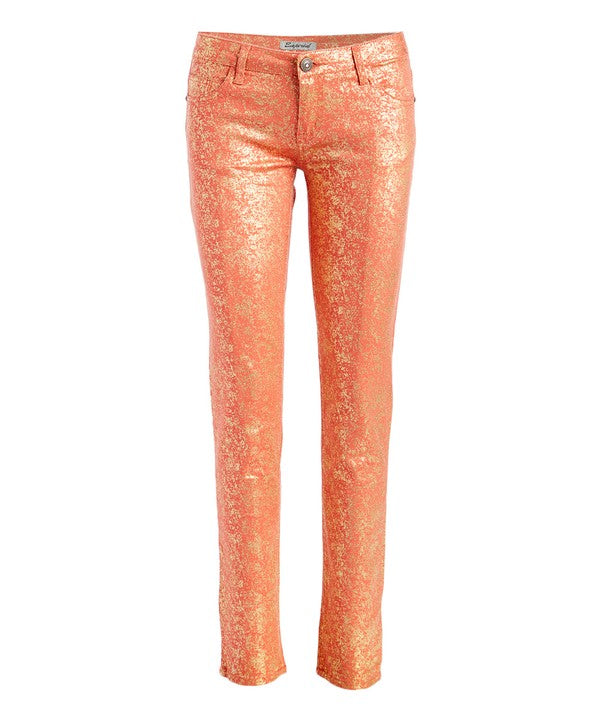 Women's Low Rise Metallic Print Skinny jeans Pants | Zarnesh