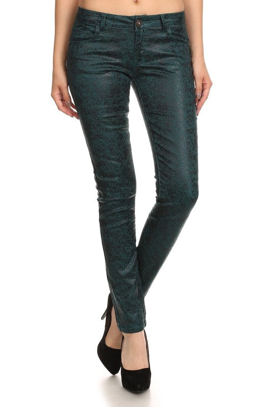 Women's Low Rise Metallic Print Skinny jeans Pants | Zarnesh