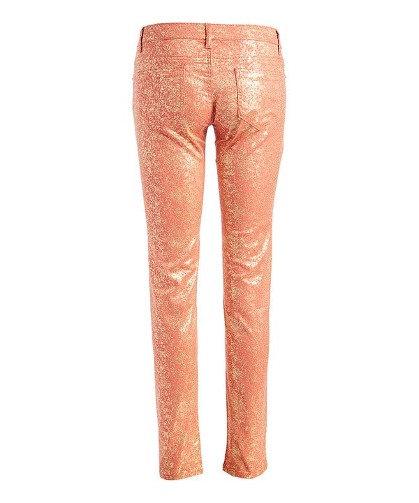 Women's Low Rise Metallic Print Skinny jeans Pants | Zarnesh