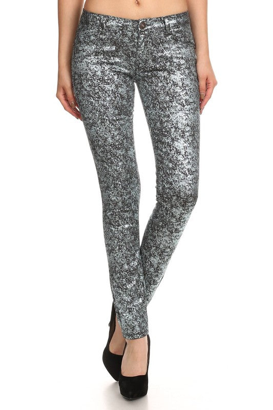 Women's Low Rise Metallic Print Skinny jeans Pants | Zarnesh