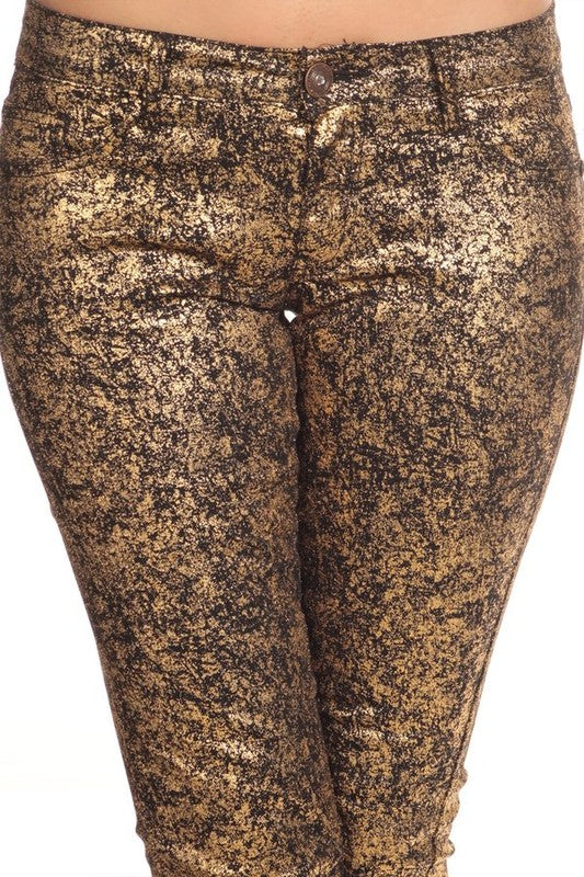 Women's Low Rise Metallic Print Skinny jeans Pants | Zarnesh