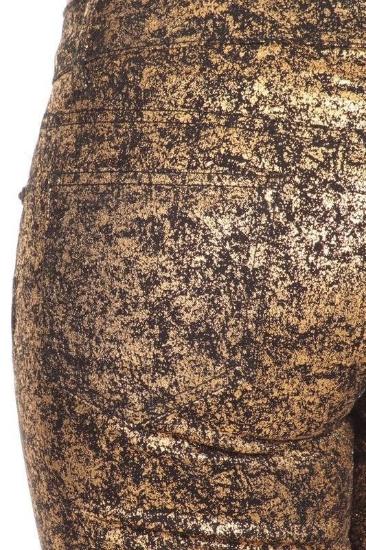 Women's Low Rise Metallic Print Skinny jeans Pants | Zarnesh