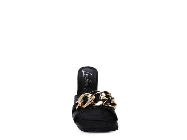 Women's MERMAID Quilted Metal Chain Heeled Sandals | Zarnesh