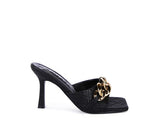 Women's MERMAID Quilted Metal Chain Heeled Sandals | Zarnesh