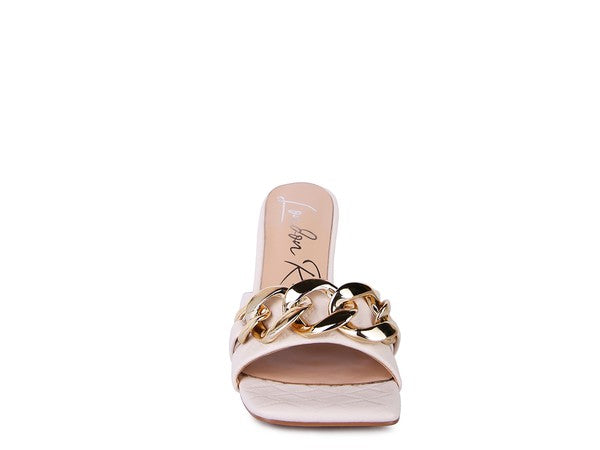 Women's MERMAID Quilted Metal Chain Heeled Sandals | Zarnesh