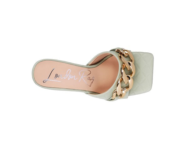 Women's MERMAID Quilted Metal Chain Heeled Sandals | Zarnesh