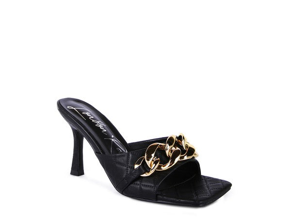 Women's MERMAID Quilted Metal Chain Heeled Sandals | Zarnesh