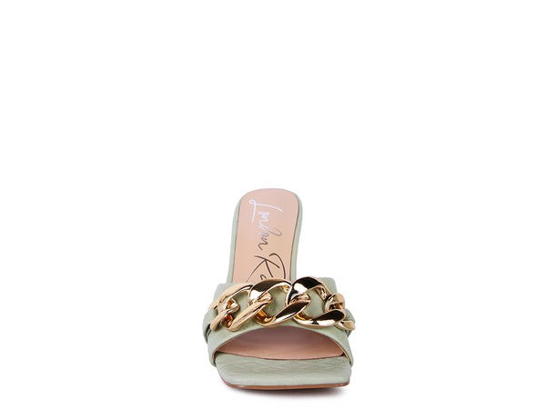 Women's MERMAID Quilted Metal Chain Heeled Sandals | Zarnesh